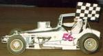 Frankie Lies with checkered flag